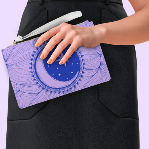 Purple Zodiac Moon Clutch Purse